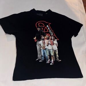 Akoo Black Tee with Red and Multicolor Graphic